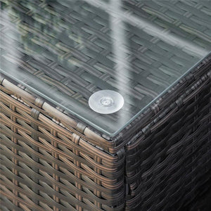 TAVOLINO DA GIARDINO IN RATTAN CON TOP VETRO 85 X 50 X 39 CM MARRONE