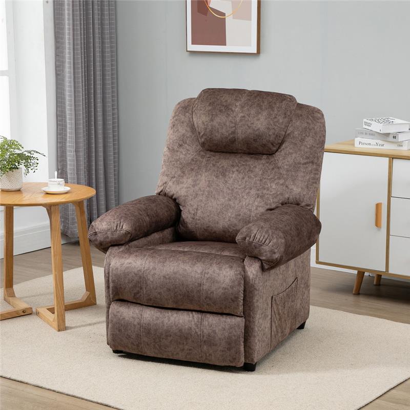 POLTRONA RELAX RECLINABILE MANUALMENTE IN TESSUTO CON IMBOTTITURA MARRONE