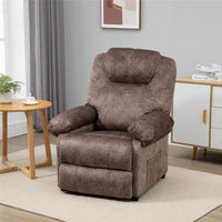 POLTRONA RELAX RECLINABILE MANUALMENTE IN TESSUTO CON IMBOTTITURA MARRONE