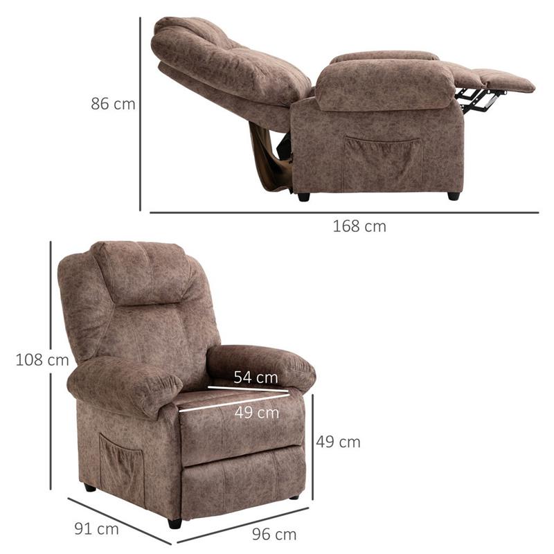 POLTRONA RELAX RECLINABILE MANUALMENTE IN TESSUTO CON IMBOTTITURA MARRONE