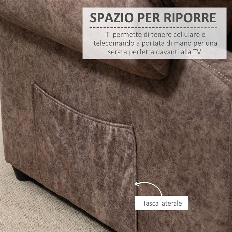 POLTRONA RELAX RECLINABILE MANUALMENTE IN TESSUTO CON IMBOTTITURA MARRONE