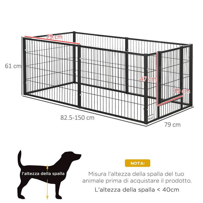 RECINTO PER CANI TAGLIA PICCOLA PER ESTERNI E INTERNI 82.5-150X79X61CM