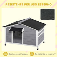 CASETTA PER CANI IN LEGNO CON DESIGN RIALZATO E 2 FINESTRE 109 X 79 X 72 CM