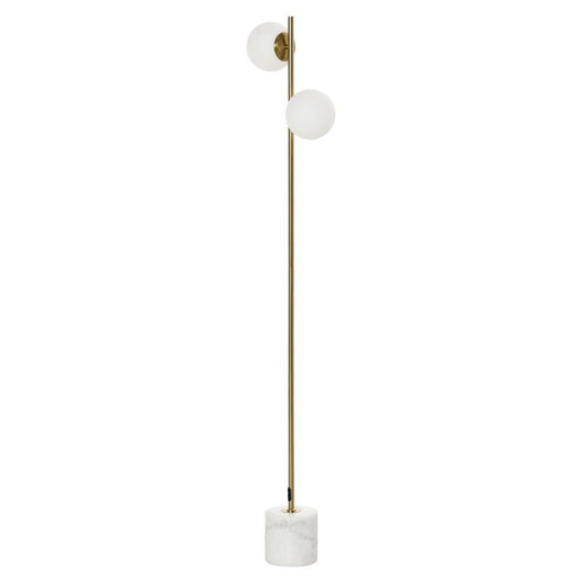 LAMPADA DA TERRA CON 2 PARALUMI A SFERA 35X35X165 CM ORO E BIANCO