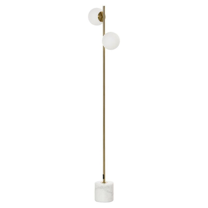 LAMPADA DA TERRA CON 2 PARALUMI A SFERA 35X35X165 CM ORO E BIANCO