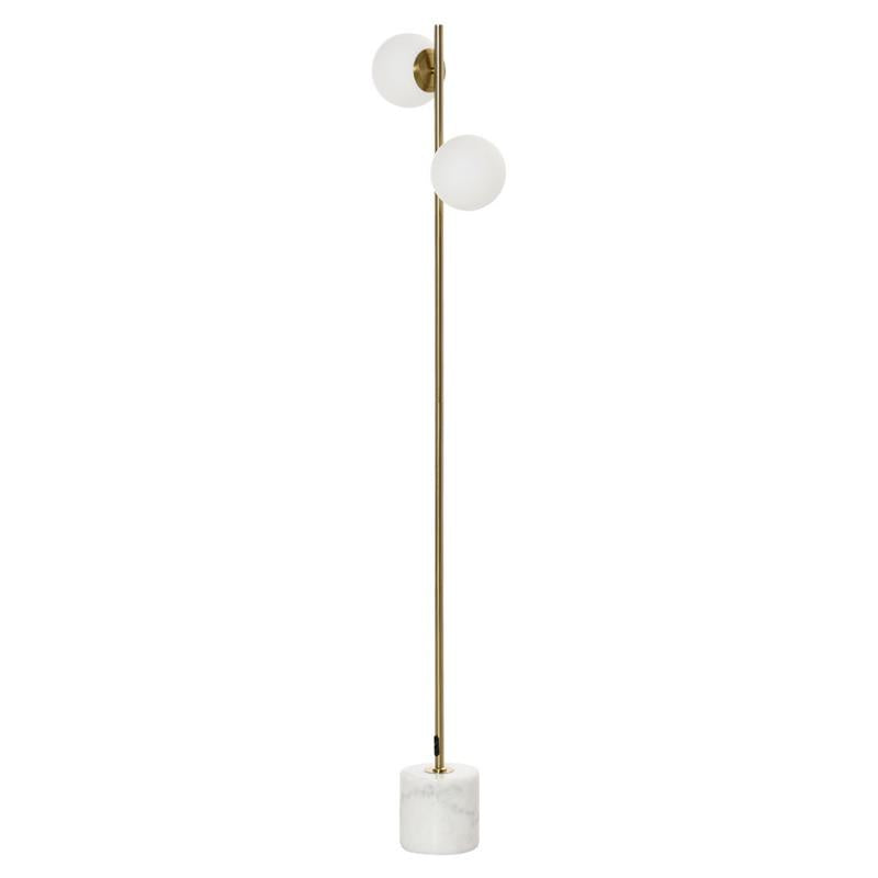 LAMPADA DA TERRA CON 2 PARALUMI A SFERA 35X35X165 CM ORO E BIANCO