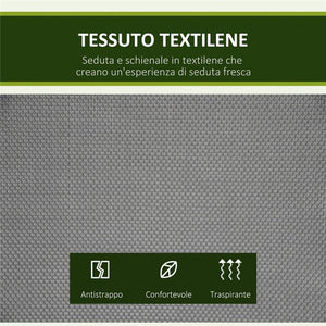 DONDOLO A 2 POSTI DA GIARDINO CON TETTUCCIO REGOLABILE 140 X 118 X 162CM GRIGIO