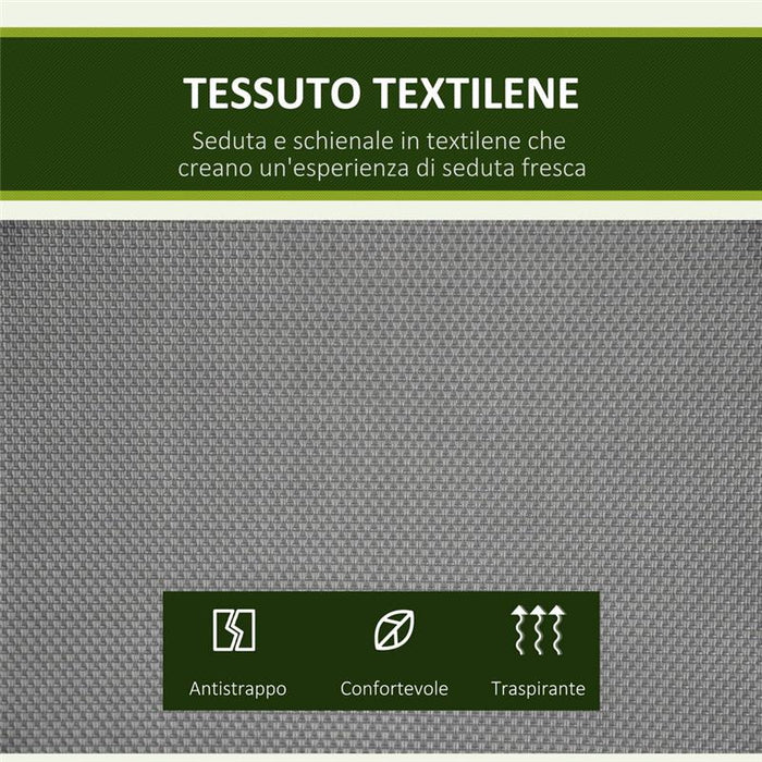 DONDOLO A 2 POSTI DA GIARDINO CON TETTUCCIO REGOLABILE 140 X 118 X 162CM GRIGIO