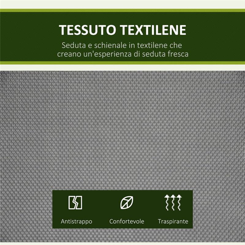 DONDOLO A 2 POSTI DA GIARDINO CON TETTUCCIO REGOLABILE 140 X 118 X 162CM GRIGIO