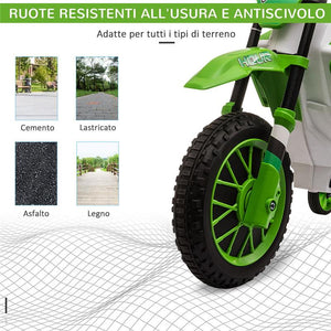 MOTO DA CROSS ELETTRICA PER BAMBINI DA 3-5 ANNI VERDE