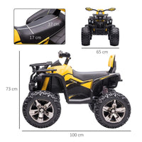 QUAD PER BAMBINI ELETTRICO 12V CON FARI E BATTERIA RICARICABILE, ETÀ 3-5 ANNI, 100X65X73CM, GIALLO