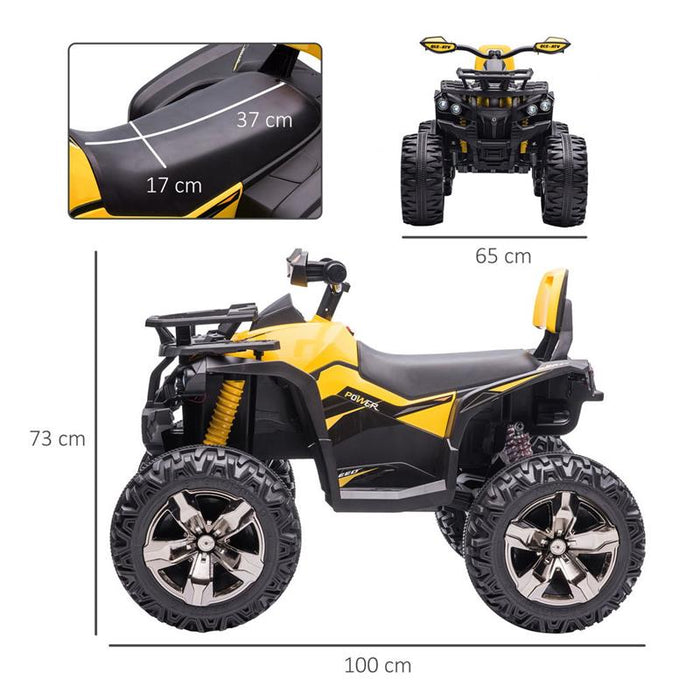 QUAD PER BAMBINI ELETTRICO 12V CON FARI E BATTERIA RICARICABILE, ETÀ 3-5 ANNI, 100X65X73CM, GIALLO