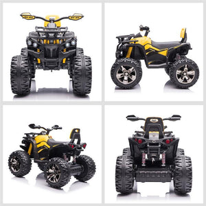 QUAD PER BAMBINI ELETTRICO 12V CON FARI E BATTERIA RICARICABILE, ETÀ 3-5 ANNI, 100X65X73CM, GIALLO