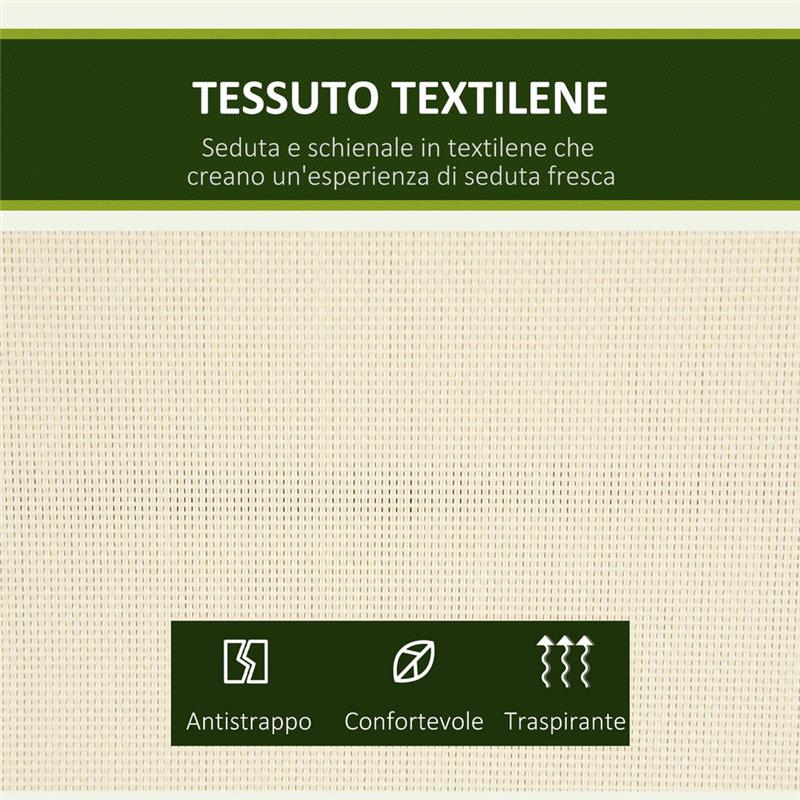 DONDOLO A 2 POSTI DA GIARDINO CON TETTUCCIO REGOLABILE 140 X 118 X 162CM BEIGE