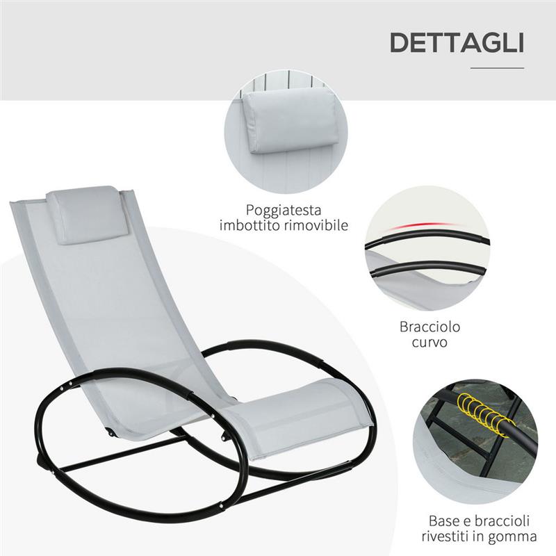 SEDIA A DONDOLO DA GIARDINO ZERO GRAVITY ERGONOMICA CON CUSCINO E TESSUTO TRASPIRANTE