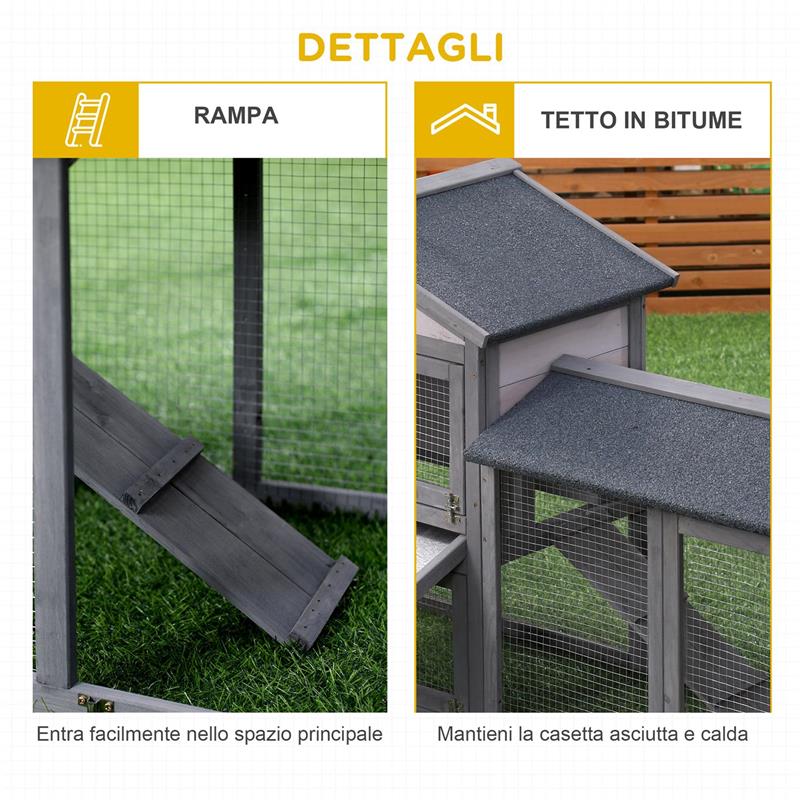 CONIGLIERA IN LEGNO DA ESTERNO CASETTA CON TETTO E RECINTO