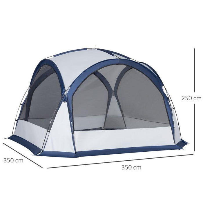 TENDA DA CAMPEGGIO PER 6-8 PERSONE 350 X 350 X 230 CM BIANCA E BLU