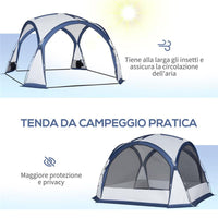 TENDA DA CAMPEGGIO PER 6-8 PERSONE 350 X 350 X 230 CM BIANCA E BLU