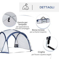 TENDA DA CAMPEGGIO PER 6-8 PERSONE 350 X 350 X 230 CM BIANCA E BLU