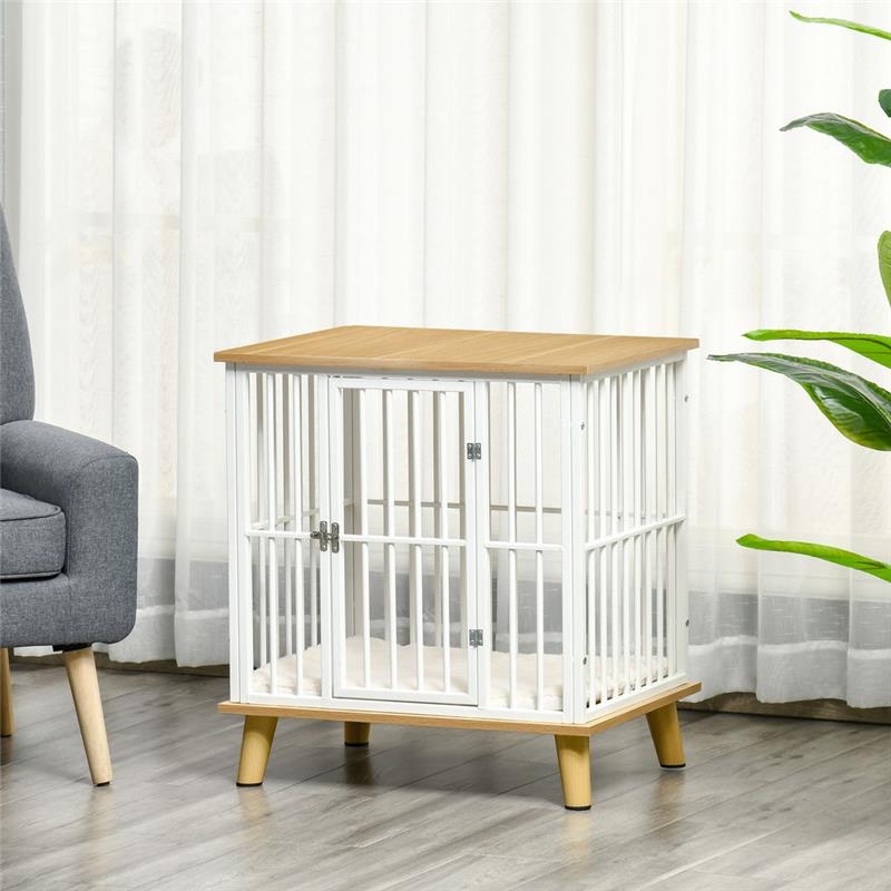 CASETTA PER CANI DA INTERNO IN LEGNO E ACCIAIO CON CUSCINO RIMOVIBILE E LAVABILE PER CANI DI PICCOLA TAGLIA