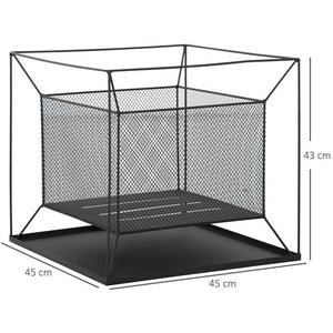 BRACIERE DA GIARDINO A LEGNA PORTATILE CON ATTIZZATOIO 45 X 45 X 43 CM NERO