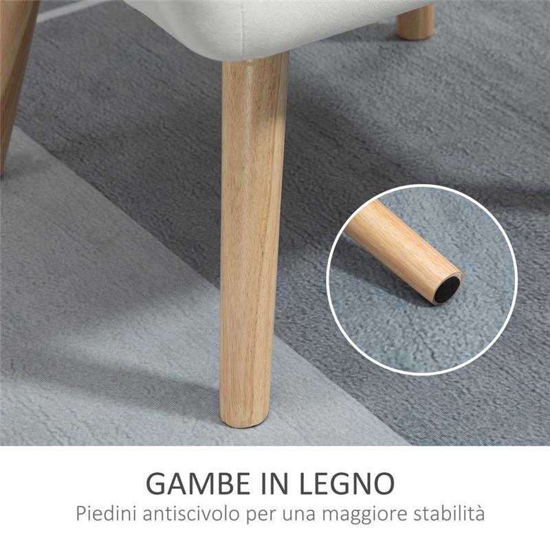 POLTRONA IN LEGNO ED EFFETTO VELLUTO 68.5 X 61 X 72.5 CM CREMA