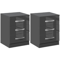 SET 2 COMODINI MODERNI CON 3 CASSETTI IN TRUCIOLATO 40X36X56 CM GRIGIO