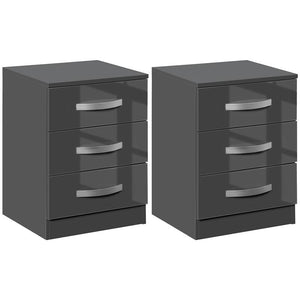 SET 2 COMODINI MODERNI CON 3 CASSETTI IN TRUCIOLATO 40X36X56 CM GRIGIO