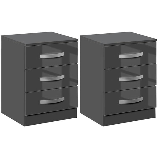 SET 2 COMODINI MODERNI CON 3 CASSETTI IN TRUCIOLATO 40X36X56 CM GRIGIO