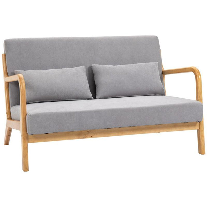 DIVANO 2 POSTI MODERNO IN LEGNO E SEDUTA EFFETTO VELLUTO 122 X 71 X 76 CM GRIGIO