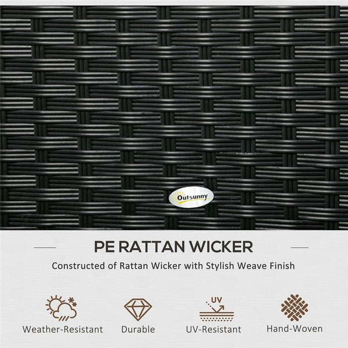 BAULE DA GIARDINO IN RATTAN E ACCIAIO CON COPERCHIO 95 X 60 X 58 CM NERO