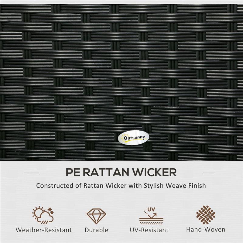 BAULE DA GIARDINO IN RATTAN E ACCIAIO CON COPERCHIO 95 X 60 X 58 CM NERO