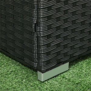 BAULE DA GIARDINO IN RATTAN E ACCIAIO CON COPERCHIO 95 X 60 X 58 CM NERO