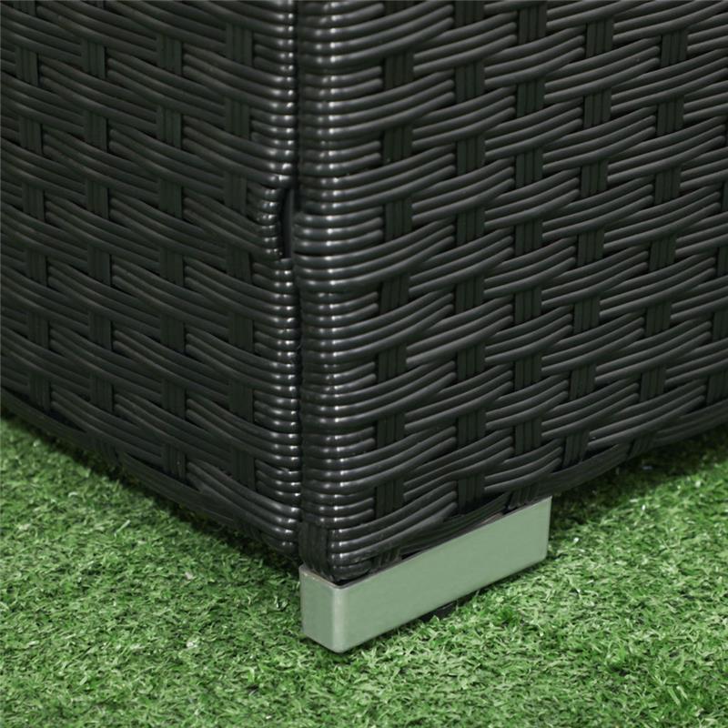 BAULE DA GIARDINO IN RATTAN E ACCIAIO CON COPERCHIO 95 X 60 X 58 CM NERO