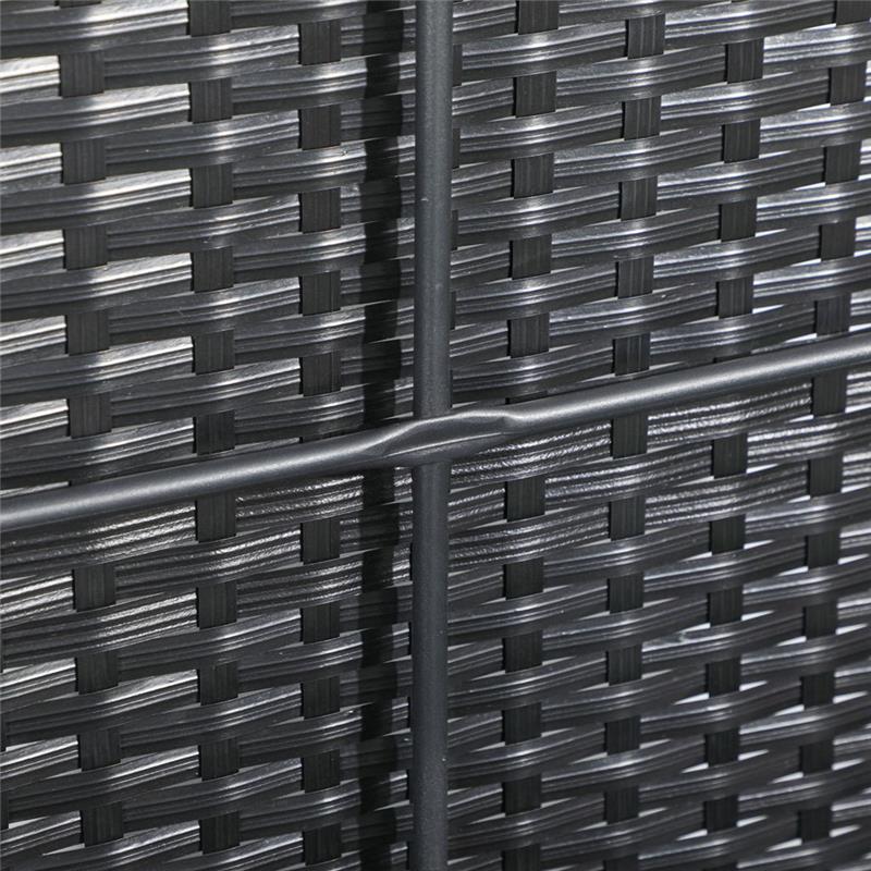 BAULE DA GIARDINO IN RATTAN E ACCIAIO CON COPERCHIO 95 X 60 X 58 CM NERO