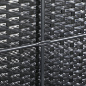 BAULE DA GIARDINO IN RATTAN E ACCIAIO CON COPERCHIO 95 X 60 X 58 CM NERO