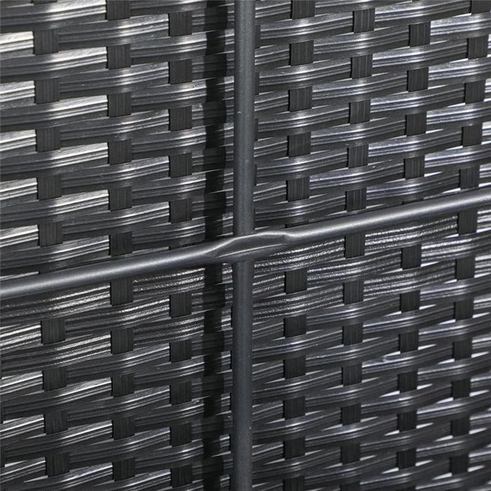 BAULE DA GIARDINO IN RATTAN E ACCIAIO CON COPERCHIO 95 X 60 X 58 CM NERO