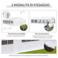 GAZEBO DA GIARDINO CON PARETI RIMOVIBILI E FINESTRE 10 X 6 M