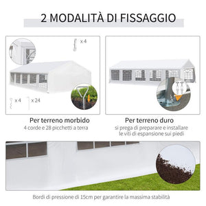 GAZEBO DA GIARDINO CON PARETI RIMOVIBILI E FINESTRE 10 X 6 M