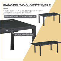 SET DA GIARDINO CON TAVOLO ALLUNGABILE  E 6 SEDIE IN COLORE GRIGIO SCURO