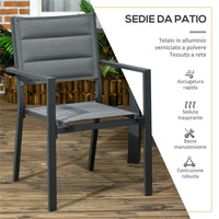 SET DA GIARDINO CON TAVOLO ALLUNGABILE  E 6 SEDIE IN COLORE GRIGIO SCURO