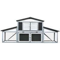 CONIGLIERA DA ESTERNO IN LEGNO E METALLO, GABBIA PER 2-3 CONIGLI O RODITORI, GRIGIA E BIANCA 225X70X100CM