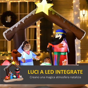 PRESEPE DI NATALE GONFIABILE 183CM CON 5 LUCI LED E GONFIATORE INTEGRATI