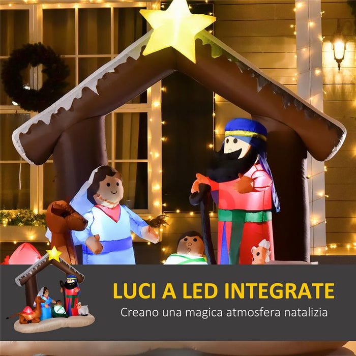 PRESEPE DI NATALE GONFIABILE 183CM CON 5 LUCI LED E GONFIATORE INTEGRATI
