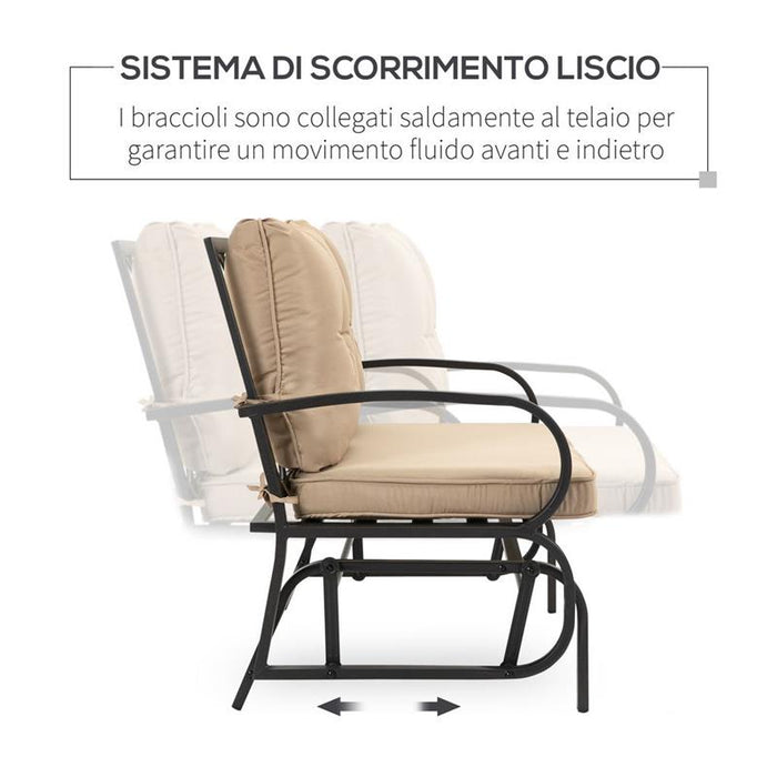 PANCHINA A DONDOLO PER 2 PERSONE CON CUSCINI PER SEDUTA 122X70X87CM COLORE CACHI
