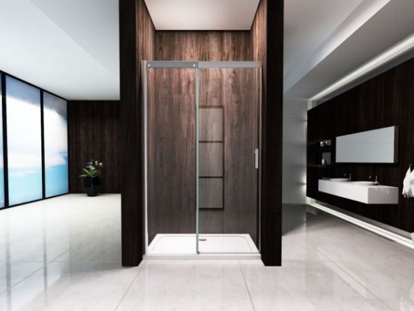 Porta scorrevole in Cristallo 8 MM con trattamento anticalcare e chiusura soft-close - Misura: 130 xh195cm