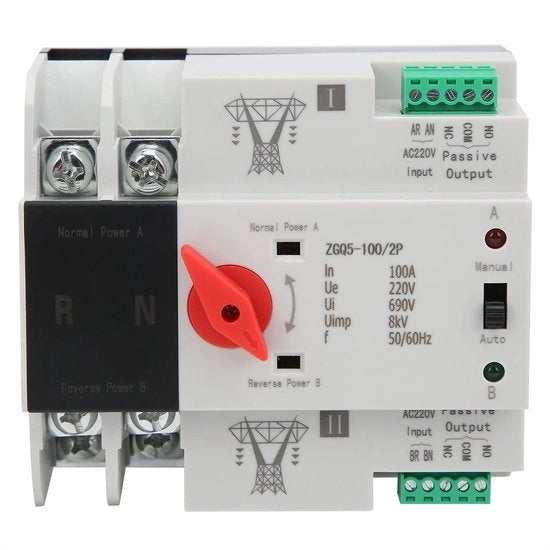 Interruttore automatico - 100A Interruttore di protezione - Rapida commutazione - 2P 220V - affidabile e sicuro - Adatto per uso domestico