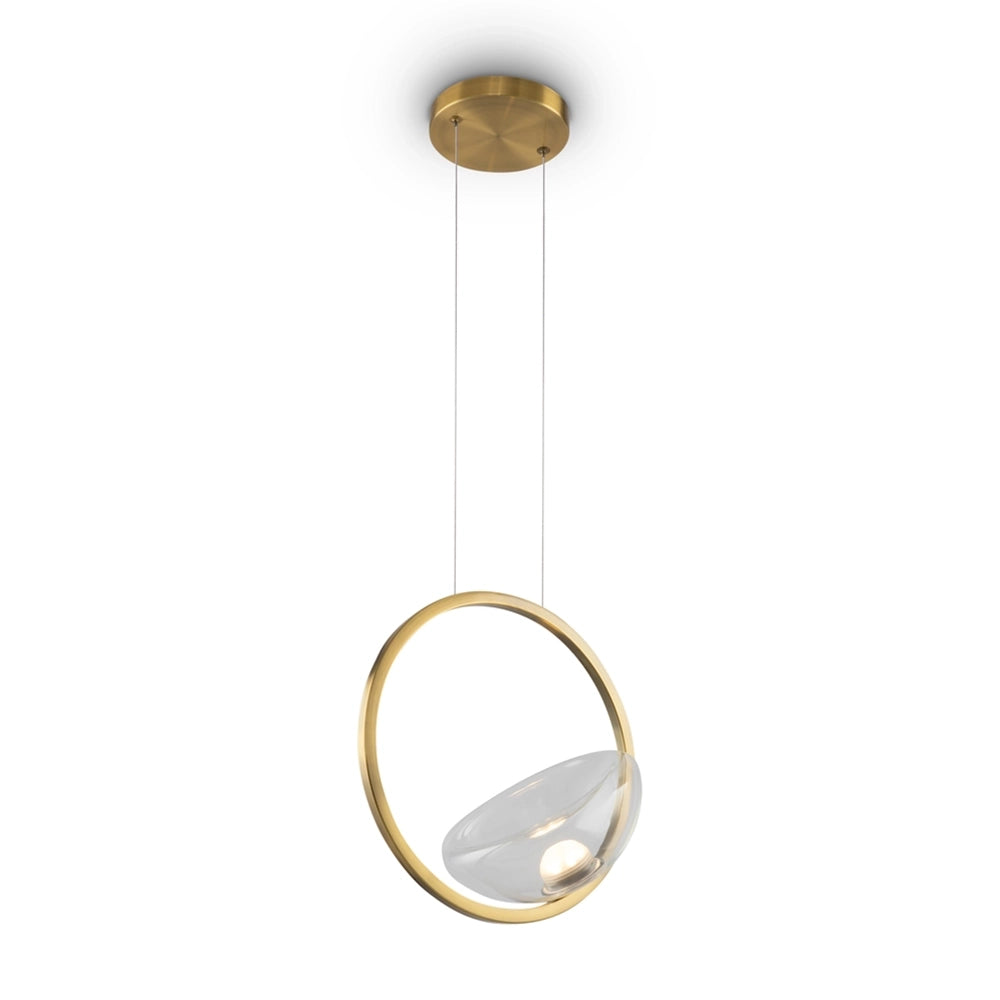 Lampadario A Sospensione Moderno Lunare Metallo Ottone Vetro Luce Led 5W