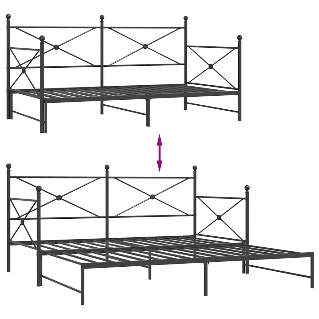 Divano letto | Sof¨¤ letto | Letto singolo Estraibile senza Materasso Nero 100x200 cm Acciaio