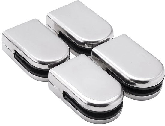 Supporto per Vetrini 4 Pezzi - Sostegno Pianale - Chiusura per Vetro - Connettore - Adatto per Diametro Vetro 6-8 mm - Acciaio Inossidabile 304 - Sistema di Fissaggio per Vetro